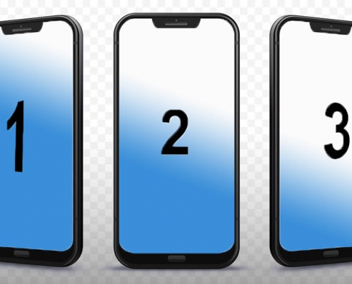 Graphique avec trois smartphones numérotés