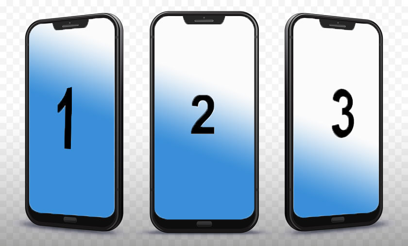 Graphique avec trois smartphones numérotés